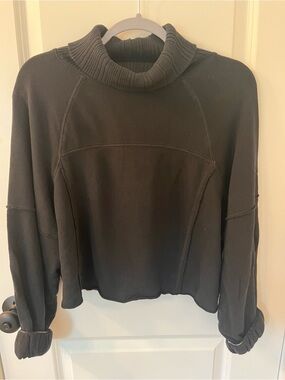 aerie Black Cropped Turtleneck Sweatshirt